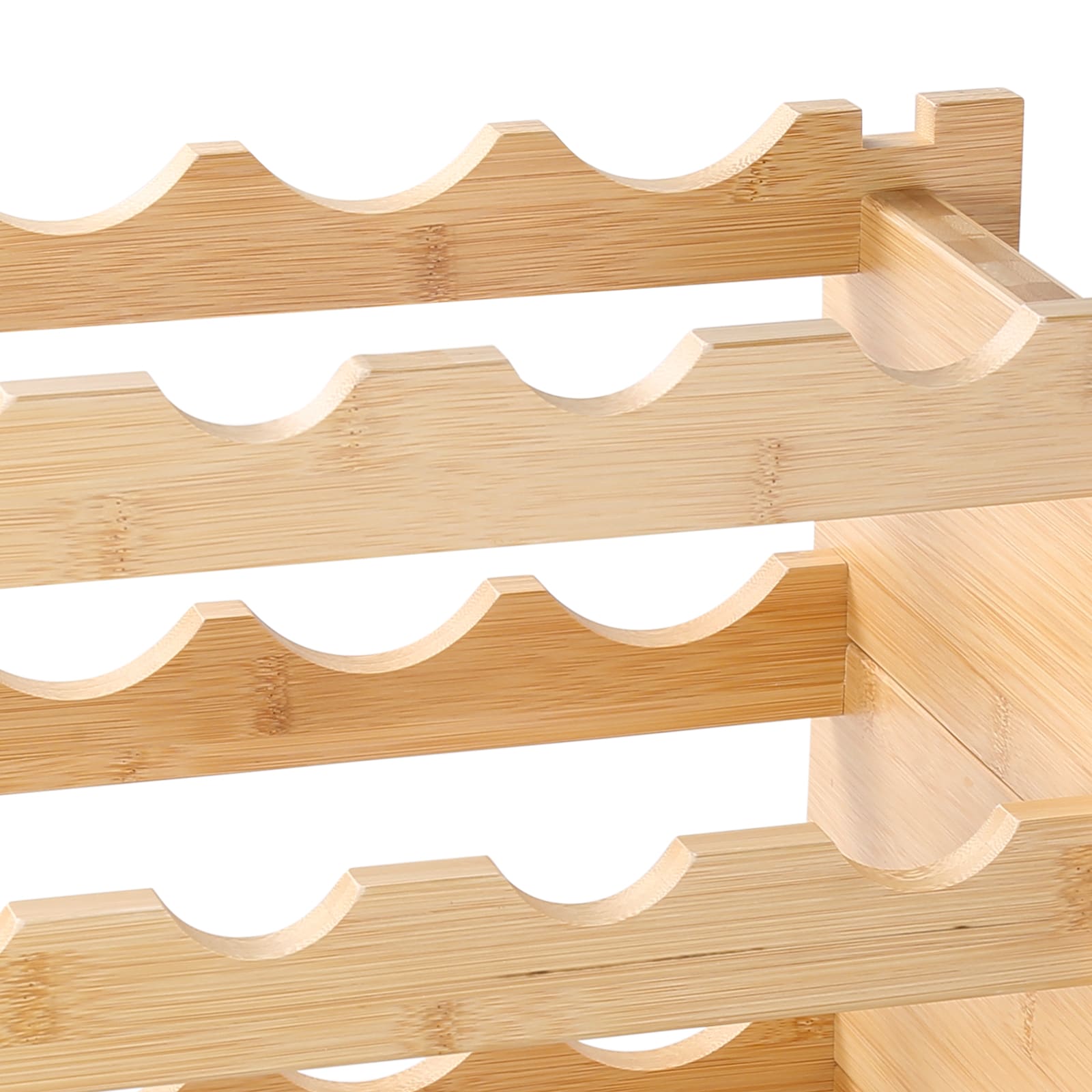 48 Bottle Stackable Modular Wine Rack Bamboo Wood Display Shelf 6-Tier_voghion.com